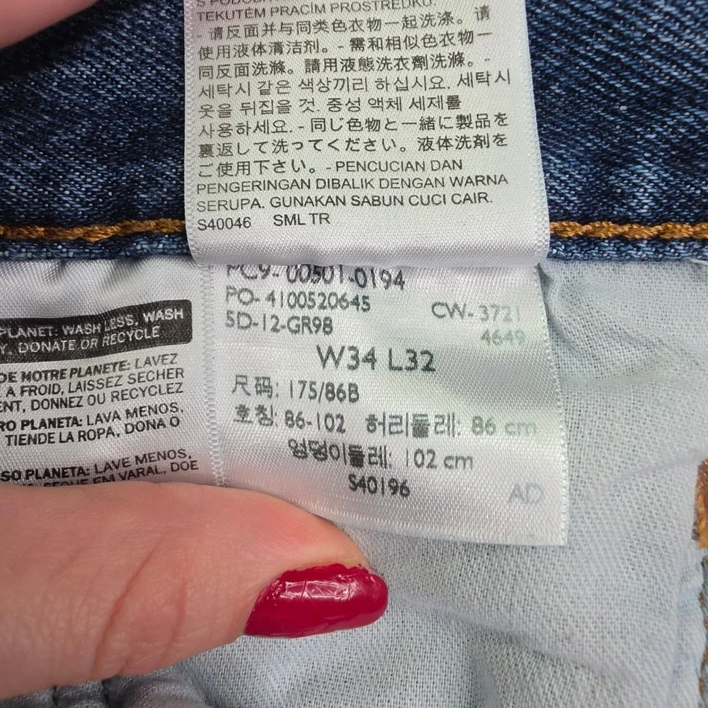 Levi's 501 Original Fit Jeans Mens W34 L32 Blue Denim Button Fly Straight Leg